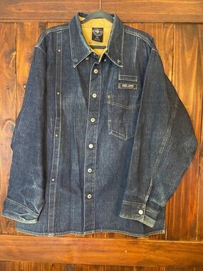 Vintage Men's Dark Blue Denim Shirt Jacket by Def Jam Sz XXL
